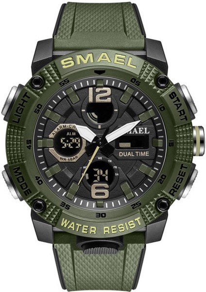 Armygreen Askeri Izle Ordu Spor 50 M Su Geçirmez Büyük Kadran Saat LED Işık Hafta Ekran Kuvars Kol Saati Dijital 8039 Spor Saatler Erkekler (Yurt Dışından)
