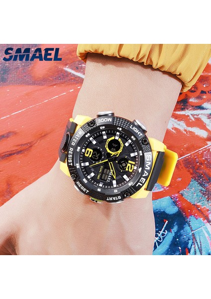 Armygreen Askeri Izle Ordu Spor 50 M Su Geçirmez Büyük Kadran Saat LED Işık Hafta Ekran Kuvars Kol Saati Dijital 8039 Spor Saatler Erkekler (Yurt Dışından)