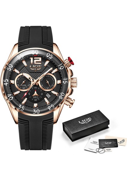 Gül Altın Siyah Relogio Masculino 2021 Yeni Spor Erkek Saatler Lıge Üst Marka Lüks Silikon Izle Erkekler Kuvars Saat Su Geçirmez Kol Saatleri + Kutu (Yurt Dışından)