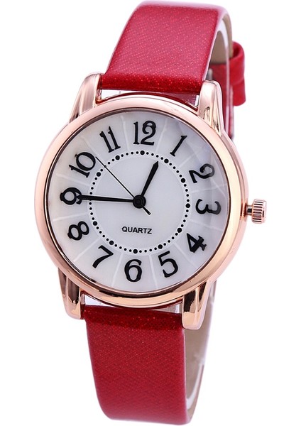 Pembe Kadın Bilezik Izle Kadın Analog Kuvars Saatler Moda Saat Bayanlar Kol Saati Basit Suni Deri Kol Saati (Yurt Dışından)