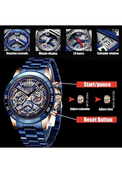 Gümüş Siyah Lıge 2021 Yeni Moda Erkek Saatler Paslanmaz Çelik Üst Marka Lüks Spor Chronograph Kuvars Izle Erkekler Relogio Masculino (Yurt Dışından) modelleri
