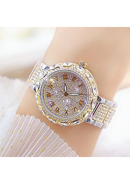1258-GÜMÜŞ Moda Kadın Bilezik Saatler Paslanmaz Çelik Taklidi Kristal Bayanlar Kuvars Izle Kadın Elbise Saat Dropshiping Montre Femme (Yurt Dışından) fırsatları