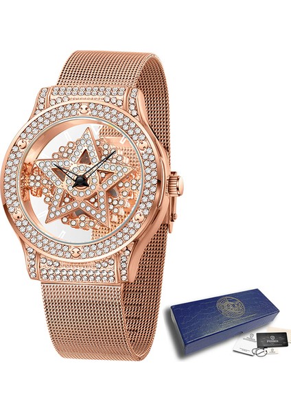 Gül Altın Lıge Yeni Kadın Ultra-Ince Izle Üst Marka Lüks Saatler Moda Bayanlar Saat Paslanmaz Çelik Su Geçirmez Takvim Kol Saati + Kutu (Yurt Dışından)