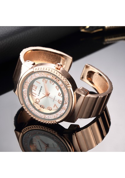 Gül Altın Relojes Mujer Kadın Bilezik Izle Kuvars Kol Saati Taklidi Kristal Moda Gül Altın Rahat Kız Takı Bilezik Saat (Yurt Dışından)
