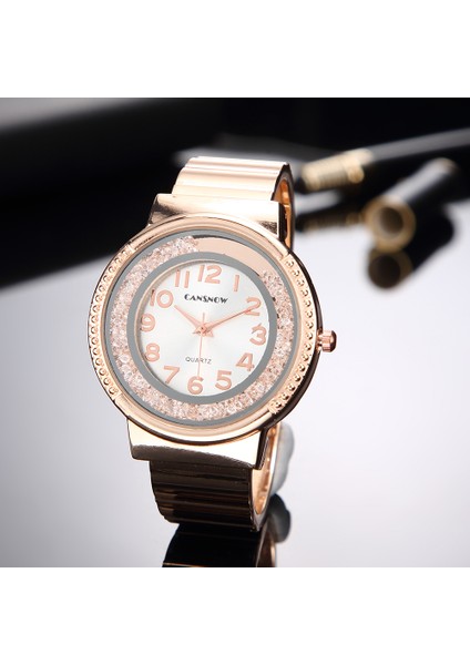 Gül Altın Relojes Mujer Kadın Bilezik Izle Kuvars Kol Saati Taklidi Kristal Moda Gül Altın Rahat Kız Takı Bilezik Saat (Yurt Dışından)