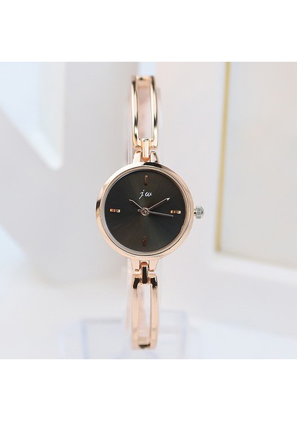 Gül Siyah Moda 25MM Gümüş Bilezik Izle Kadınlar Için Lüks Alaşım Kayış Kuvars Bayanlar Izle Saat Hediye Kızlar Için Gül Altın Dropshipping (Yurt Dışından)