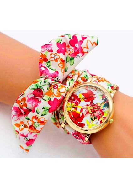 Altın 40 Shsby Yeni Moda Çiçek Kadın Elbise Saatler Bayanlar Çiçek Kumaş Kuvars Kol Saati Tatlı Kızlar Bilezik Izle Relogio Feminino (Yurt Dışından)