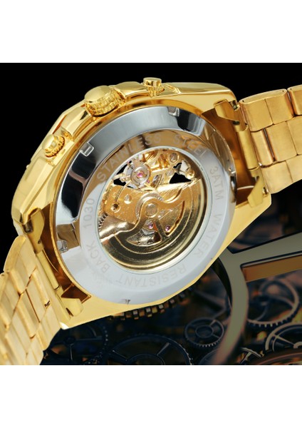 Bo Golden Golden Forsining Mekanik Steampunk Moda Erkek Izle Erkek Saatler Üst Marka Lüks Paslanmaz Çelik Otomatik Kol Saati (Yurt Dışından) indirimleri