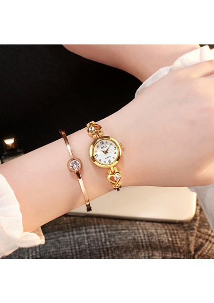 Altın Basit Trendy Kadın Saatler Moda Yonca Kadranlı Saat Tatlı Bilezik Izle Rahat Bayanlar Kuvars Kol Saati Relógio Feminino (Yurt Dışından)