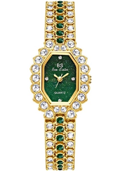 Altın Yeşil Izle Tam Bling Buzlu Lüks Kristal Kadın Moda Bilezik Izle Bs Elmas Altın Yeşil Gümüş Mavi Renk Bilezik Relogio Mulher (Yurt Dışından)