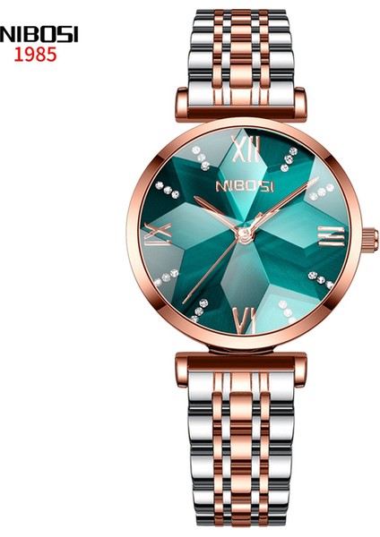 Yeşil Nıbosı Gül Altın Izle Kadın Saatler Bayanlar Paslanmaz Çelik Kadın Bilezik Saatler Kadın Saat Relogio Feminino Montre Femme (Yurt Dışından)