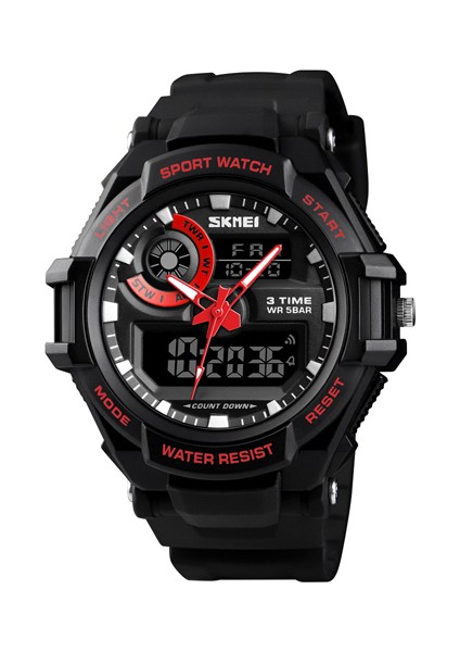 Kırmızı Saat Skmeı Lüks Erkekler Quartz Saat Askeri Chrono Spor Dijital Kol Saati Açık Su Geçirmez 3 Zaman Saati Erkek Relogio Masculino (Yurt Dışından)