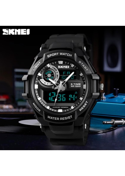 Kırmızı Saat Skmeı Lüks Erkekler Quartz Saat Askeri Chrono Spor Dijital Kol Saati Açık Su Geçirmez 3 Zaman Saati Erkek Relogio Masculino (Yurt Dışından)