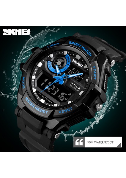 Kırmızı Saat Skmeı Lüks Erkekler Quartz Saat Askeri Chrono Spor Dijital Kol Saati Açık Su Geçirmez 3 Zaman Saati Erkek Relogio Masculino (Yurt Dışından)