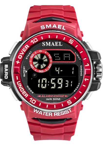 Kırmızı Smael Erkekler Dijital Kol Saatleri LED Ekran Erkekler Saatler Otomatik Mekanik Erkekler Saat Su GEÇIRMEZ1626B Lüks Izle Erkekler Askeri (Yurt Dışından)