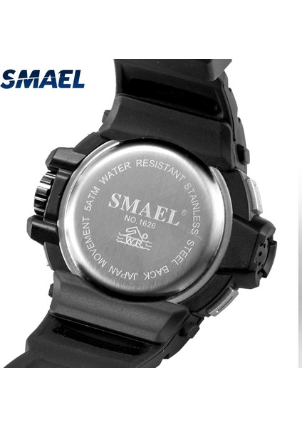 Kırmızı Smael Erkekler Dijital Kol Saatleri LED Ekran Erkekler Saatler Otomatik Mekanik Erkekler Saat Su GEÇIRMEZ1626B Lüks Izle Erkekler Askeri (Yurt Dışından) indirimleri