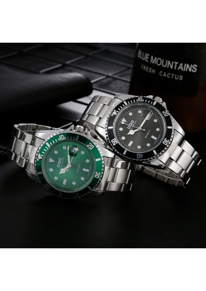 Stil 2 Erkek Saatler 2023 Lüks Marka Casual Kuvars Izle Erkekler Paslanmaz Çelik Tarih Takvim Saatler Relogio Masculino Erkek Yeşil Saat (Yurt Dışından)