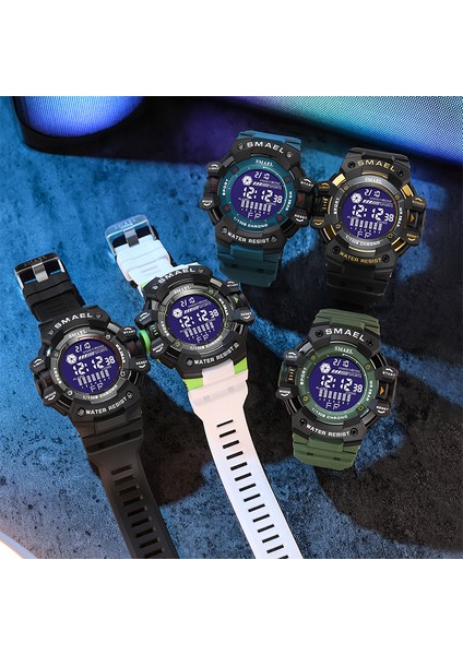 Yeşil 2023 Erkek Saatler Lüks Adam Askeri Saat Smael 8050 Su Geçirmez Büyük Kadran Moda LED Aydınlatmalı Spor Dijital Saat Erkekler Için (Yurt Dışından)