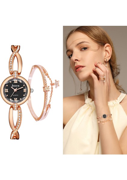 Gül Altın ve Pembe Lüks Kuvars Kol Saati Kadın Moda Kuvars Kadın Kol Saati Güzel Bilezik Izle Elmas Öğrenci Bileklik Saat (Yurt Dışından) indirimleri