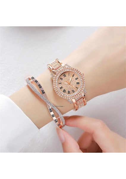 Gümüş Lüks Kadın Gypsophila Diamonds Roma Tasarım Altın Kuvars Saatler Moda Seti Paslanmaz Çelik Bilezik Saat Kayışı Hediyelik Saat (Yurt Dışından) fırsatları