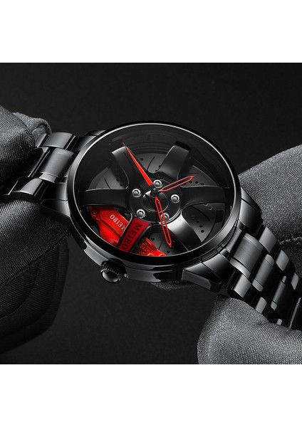 Kırmızı Üst Izle Marka Araba Saatleri Erkekler Spor Kuvars Bilek Saatleri 3D Spor Jant Tekerlek Göbeği Kol Saati Araba Kuvars Erkek Saatler (Yurt Dışından) fırsatları