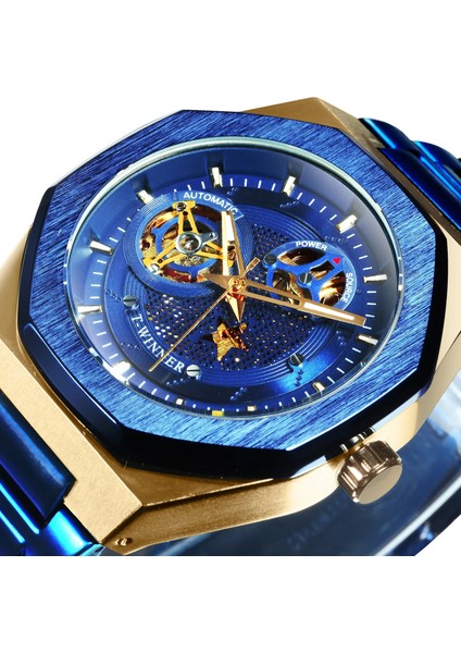 Sıyah Sıyah Erkek Saatler 2021 Otomatik Mekanik Kol Saati Lüks Marka Paslanmaz Çelik Kayış Örgü Kayış Kazanan Saat Relojes Para Hombre (Yurt Dışından) fiyatları