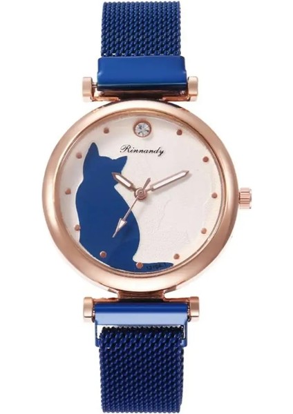 Gül Altın Lüks Siyah/kırmızı/turuncu Paslanmaz Çelik Hasır Kadın Elbise Saatler Kol Saati Kedi Bilezik Izle Kadın Yuvarlak Saat Kuvars Saatler (Yurt Dışından) fırsatları