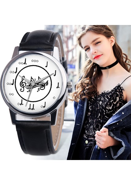 Pembe Öğrenciler Kol Saati Moda Müzik Notu Analog Yuvarlak Kadran Suni Deri Band Unisex Kuvars Kol Saati Bilezik Saatler (Yurt Dışından) modelleri