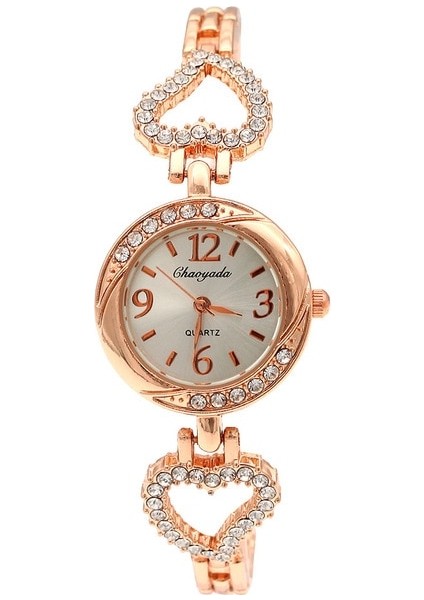 Altın Altın Moda Kadın Bilezik Izle Kadın Bayanlar Bilek Saatler Bling Kristal Analog Saat Kadın Elbise Kuvars Izle Montre Femme O140 (Yurt Dışından)