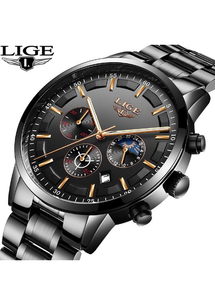 Gül Altın Mavi Lıge Izle Erkek Spor Su Geçirmez Üst Lüks Marka Kuvars Saat Iş Moda Tam Çelik Erkek Saatler Relogio Masculino + Kutu (Yurt Dışından) modelleri