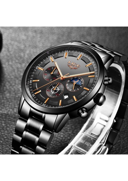 Gül Altın Mavi Lıge Izle Erkek Spor Su Geçirmez Üst Lüks Marka Kuvars Saat Iş Moda Tam Çelik Erkek Saatler Relogio Masculino + Kutu (Yurt Dışından) indirimleri