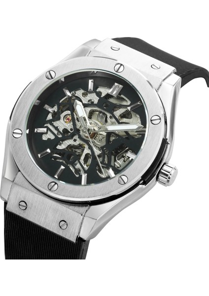 Koyu Grı Kazanan Otomatik Mekanik Izle Erkekler Için Kauçuk Kayış Kadran Erkek Saat Askeri Spor Tarzı Kol Saati Dropshipping (Yurt Dışından) fiyatları