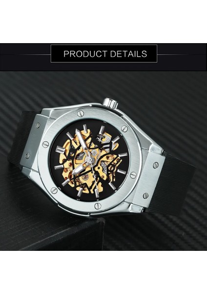 Koyu Grı Kazanan Otomatik Mekanik Izle Erkekler Için Kauçuk Kayış Kadran Erkek Saat Askeri Spor Tarzı Kol Saati Dropshipping (Yurt Dışından) fırsatları