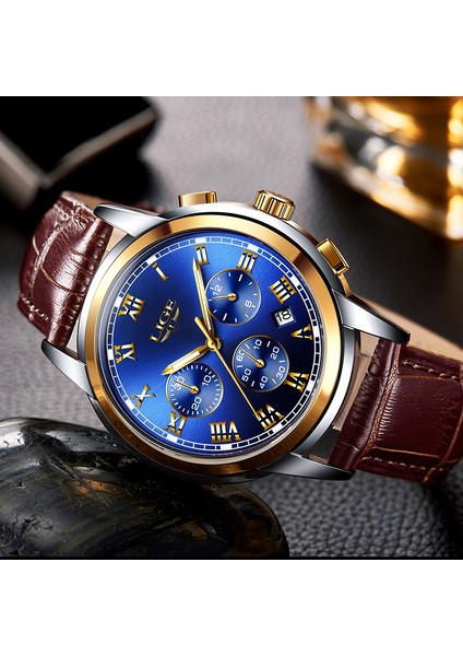 Gümüş Beyaz L Lıge Saatler Erkekler Spor Su Geçirmez Tarih Analog Kuvars Erkek Saatler Erkekler Için Kronograf Iş Saatleri Relogio Masculino + Kutu (Yurt Dışından) modelleri