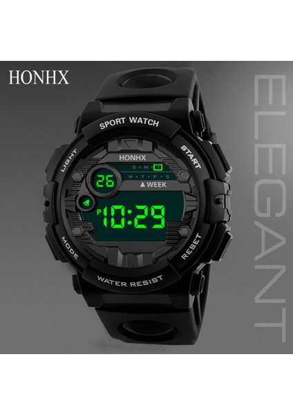 Siyah Moda Işık Kronometre Kadın Dijital Saatler Erkekler LED Dijital Tarih Askeri Spor Kauçuk Kuvars Izle Alarm Su Geçirmez Relógio (Yurt Dışından)