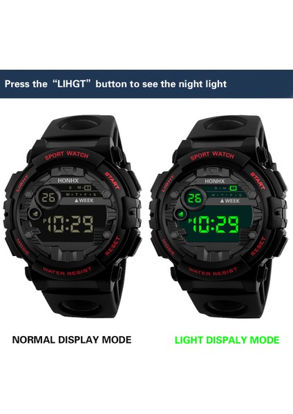 Siyah Moda Işık Kronometre Kadın Dijital Saatler Erkekler LED Dijital Tarih Askeri Spor Kauçuk Kuvars Izle Alarm Su Geçirmez Relógio (Yurt Dışından)