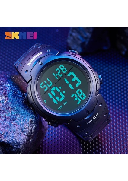 Kutu ile Renk 1 Skmeı Erkekler Spor Saatler Chronos Geri Sayım Erkek Izle Su Geçirmez LED Dijital Saat Adam Elektronik Saat Relogio Masculino 1068 (Yurt Dışından)