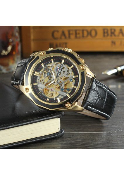 07 Forsınıng Erkek Mekanik Saat Içi Boş Alt Mekanik Saat Rahat Moda Altın Kemer Izle (Yurt Dışından) indirimleri