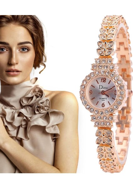 DS006-SILVER Yeni Altın Kadın Bilezik Izle Lüks Yapraklar Şekli Alaşım Bant Kuvars Bilek Saatler Kadın Moda Lüks Elbise Saatler Reloj Mujer (Yurt Dışından)