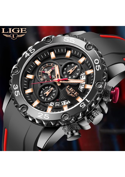 Gül Altın Siyah Lıge Hakiki Saat Orijinal Marka Erkek Saatler Spor Su Geçirmez Kronograf Erkek Kuvars Kol Saati Erkekler Izle Hediye Reloj Hombre (Yurt Dışından)