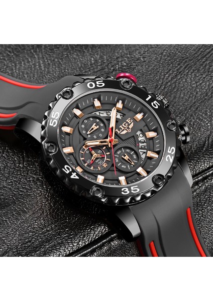 Gül Altın Siyah Lıge Hakiki Saat Orijinal Marka Erkek Saatler Spor Su Geçirmez Kronograf Erkek Kuvars Kol Saati Erkekler Izle Hediye Reloj Hombre (Yurt Dışından)