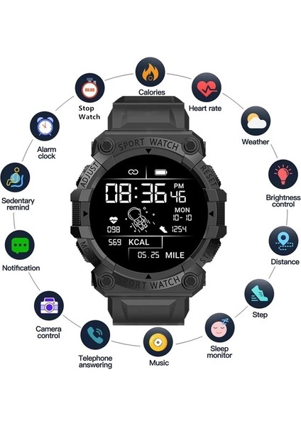 Kırmızı Astronot Akıllı Saatler Kadın Erkek Dokunmatik Ekran Spor Spor Bilezik Adımlar Sağlık Monitör Renk Dijital Kol Saati Android Için (Yurt Dışından)