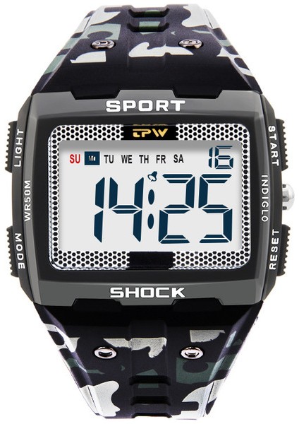 Kamuflaj 30 M Su Geçirmez Erkekler Spor Dijital Saatler Açık LED Elektronik Saat Erkekler Için Büyük Numara Arama Spor Kol Saati Dropshipping (Yurt Dışından)