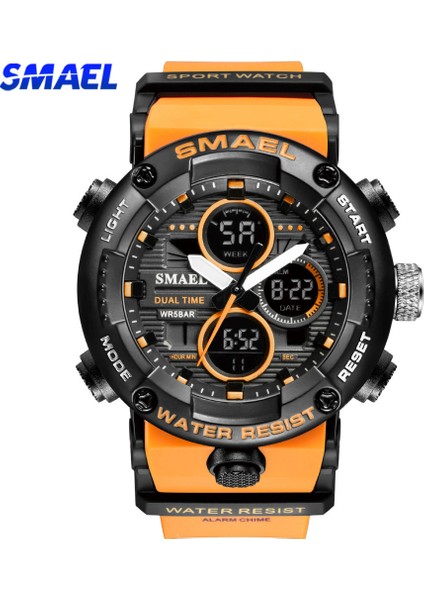 Açık Mavi Smael Erkek Saatler Askeri 50 M Su Geçirmez Spor Kronometre Alarm LED Dijital Saat Erkekler Büyük Kadran Saat Erkek Relogio Masculino (Yurt Dışından)