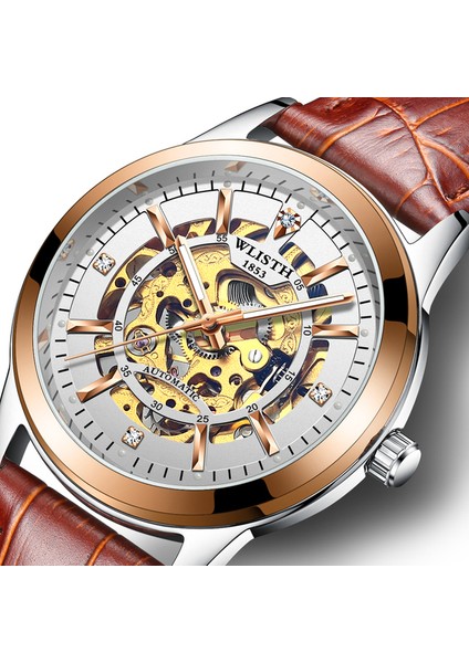 Gül Wlısth Sıcak Satış Erkekler Bilek Mekanik Izle Moda Otomatik Sarma Aydınlık Su Geçirmez Erkek Saatler Reloj Hombre (Yurt Dışından)