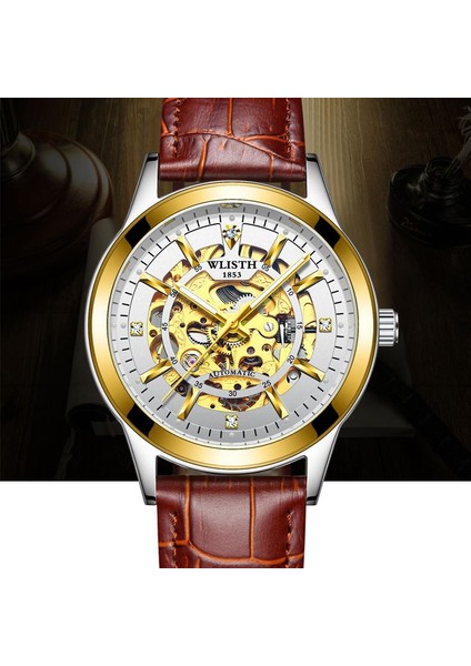 Gül Wlısth Sıcak Satış Erkekler Bilek Mekanik Izle Moda Otomatik Sarma Aydınlık Su Geçirmez Erkek Saatler Reloj Hombre (Yurt Dışından) fiyatları