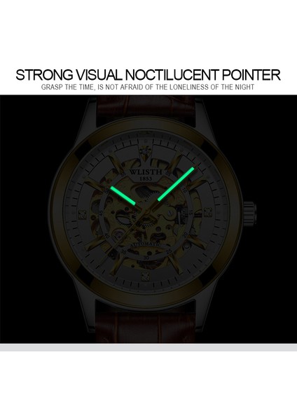 Gül Wlısth Sıcak Satış Erkekler Bilek Mekanik Izle Moda Otomatik Sarma Aydınlık Su Geçirmez Erkek Saatler Reloj Hombre (Yurt Dışından) fırsatları