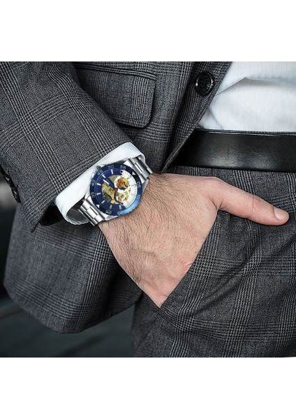 Sıyah Bn Forsınıng Askeri Spor Saat Mekanik Lüks Marka Erkek Saatler Paslanmaz Çelik Kayış Moda Otomatik Kol Saati (Yurt Dışından) fırsatları