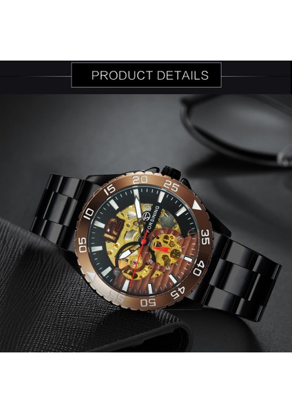 Sıyah Bn Forsınıng Askeri Spor Saat Mekanik Lüks Marka Erkek Saatler Paslanmaz Çelik Kayış Moda Otomatik Kol Saati (Yurt Dışından) indirimleri