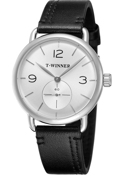 Stil 10 T-Kazanan Basit Rüzgar Çift Ekran Boyutu Daire Mekanik Saat Siyah ve Beyaz Yuvarlak Bilek Kayışı Saat (Yurt Dışından)